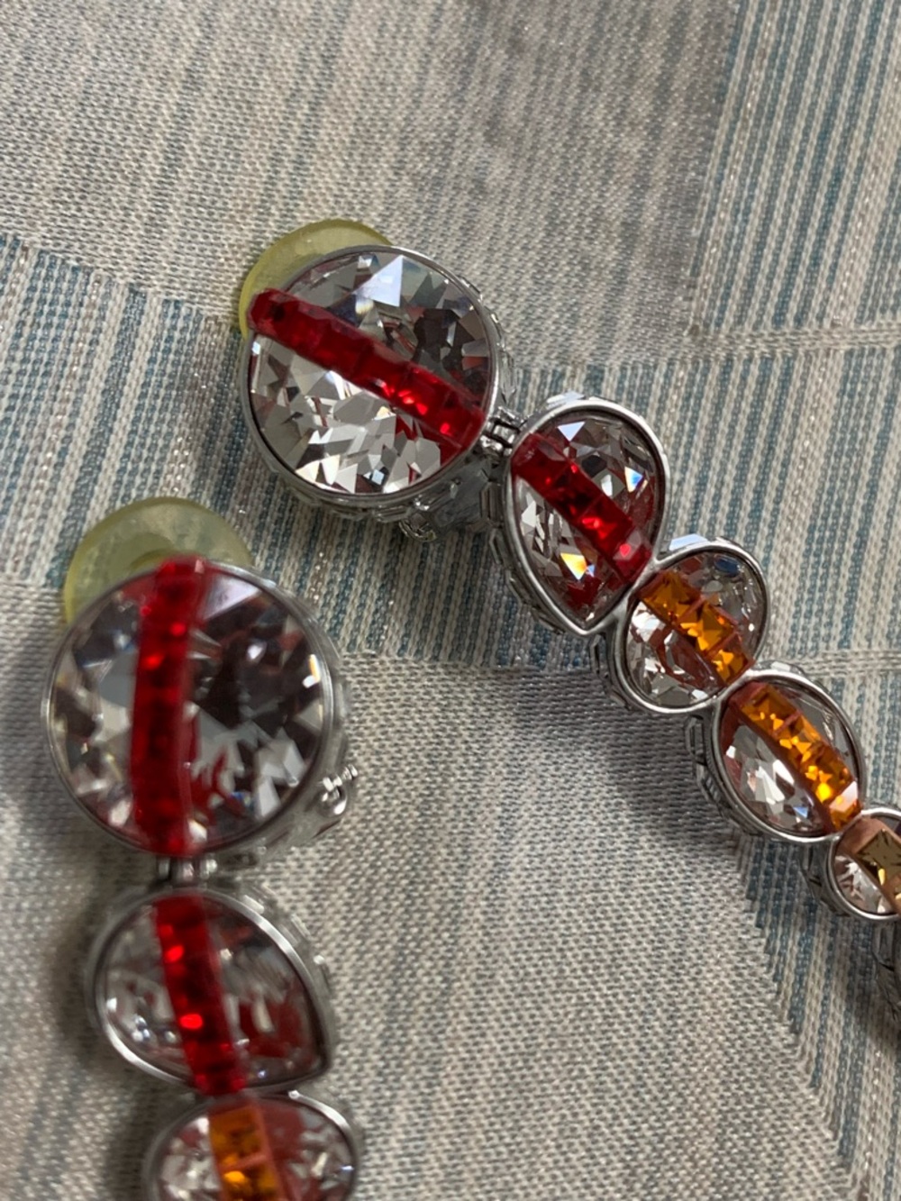 Ultra Rare Collector's Swarovski "Spectrum Shine" Crystal Linear Clip Earrings - Picture 8 of 16